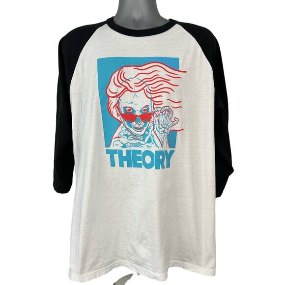 M&O Heavy Theory Graphic T-Shirt Size XL Black White Colorblock Retro - Picture 1 of 6